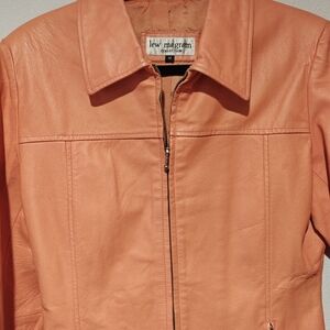 Vintage Lew Magram Collection Leather Jacket Medium Pastel Orange Women's